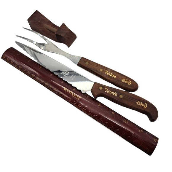 Vintage Jernbolaget Eskilstuna Disiree Knife Fork Sharpener Set SS Wood Sweden - Picture 13 of 13